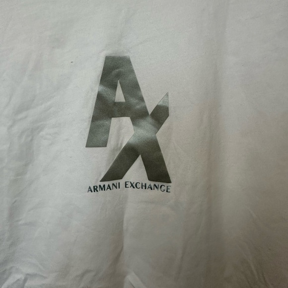NWOT White A/X Armani Exchange Silver Logo T-Shirt Medium - Picture 2 of 4